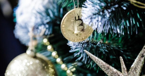 Bitcoin BTC as an ornament on a Christmas tree