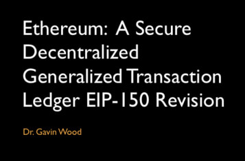 Ethereum: A Secure Decentralized Generalized Transaction Ledger EIP-150 Revision